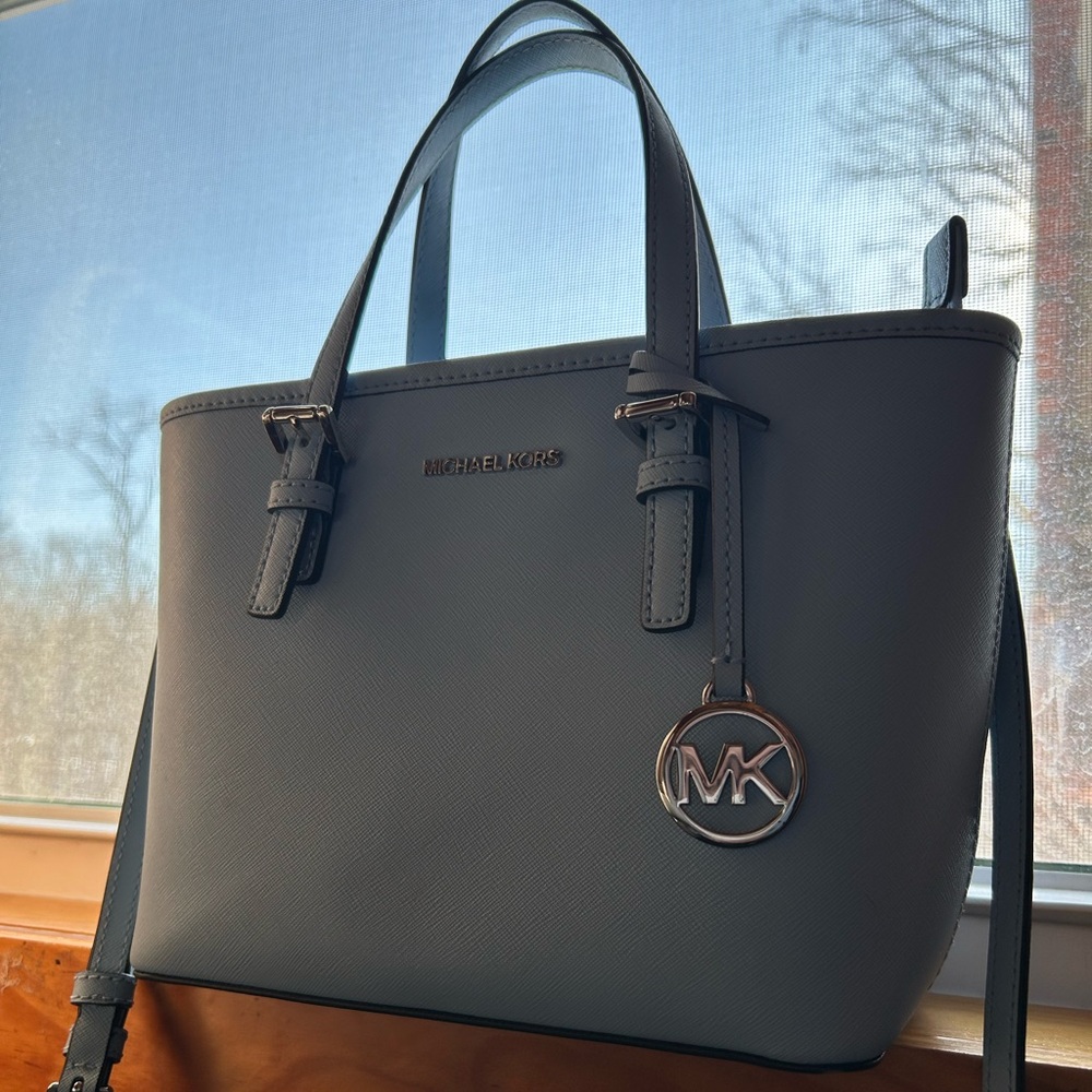 Authentic Michael Kors Light Sky Blue Jet Set XS Tote